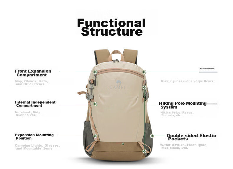 CAMEL "Cloud Shadow" Waterproof Men's Backpack Lightweight Travel Bag Student Outdoor Hiking Mountaineering Bag 16