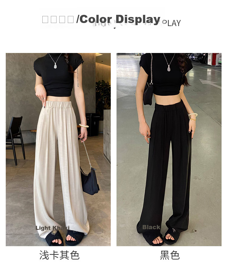 Free Style Khaki Wide-Leg Pants for Women Summer Lightweight Draped Loose Lazy Style New Chinese Linen Ice Silk Casual Yamamoto Pants 8