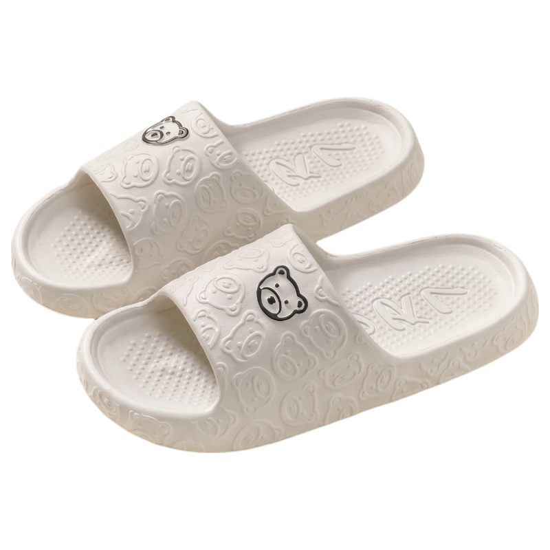 Qiumuxi Women's Home Bathroom Slippers, Cute Cartoon Non-Slip Couple Outdoor Sandals, Gray Size 44-45