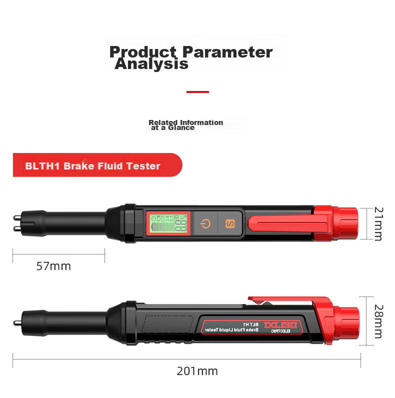 DELIXI ELECTRIC Brake Fluid Tester BLT H3 Automotive Brake Fluid Water Content Detector Pen with Extension Tube 14