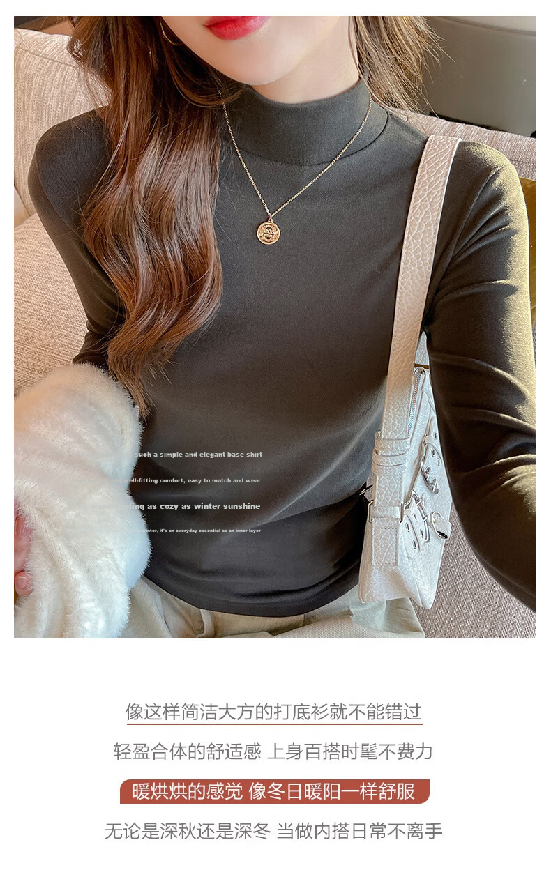 LangSha Women's Thermal Fleece Turtleneck Base Layer Top Autumn Winter Slim Fit Warm Shirt New Innerwear 2