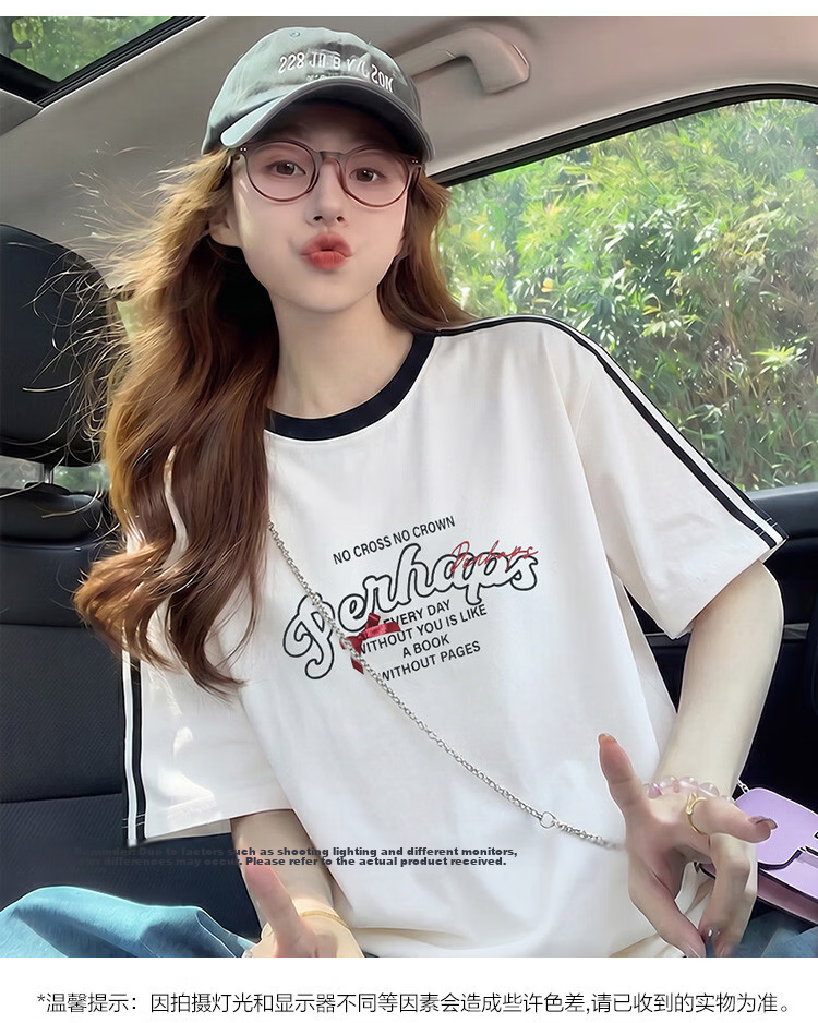 TonLion 2026 Summer Women's Short Sleeve T-Shirt Cotton American Casual Fashion Loose Trendy Top 11