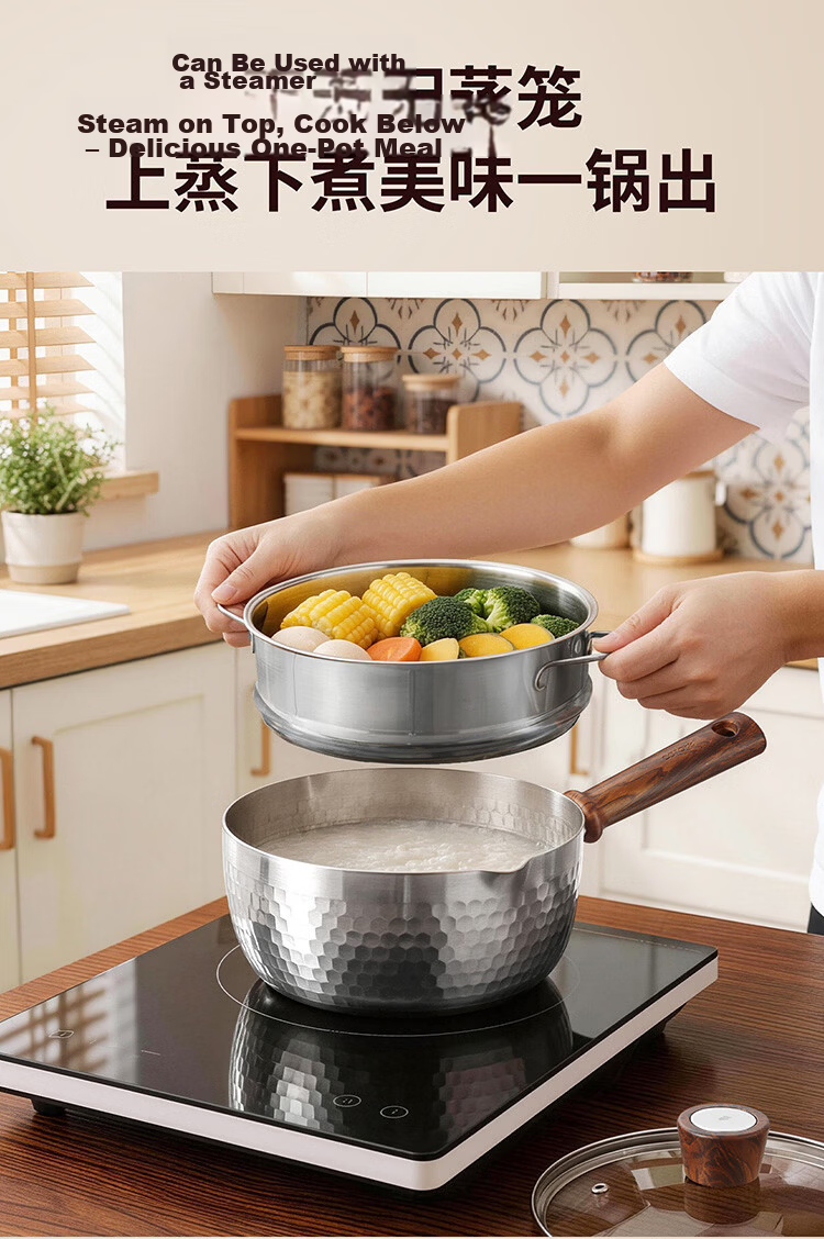 Carrot Pure Titanium Baby Milk Pot Non-Coated Yukihira Pot Infant Small Milk Pot Soup Pot Instant Noodle Pot Integrated 22cm 18