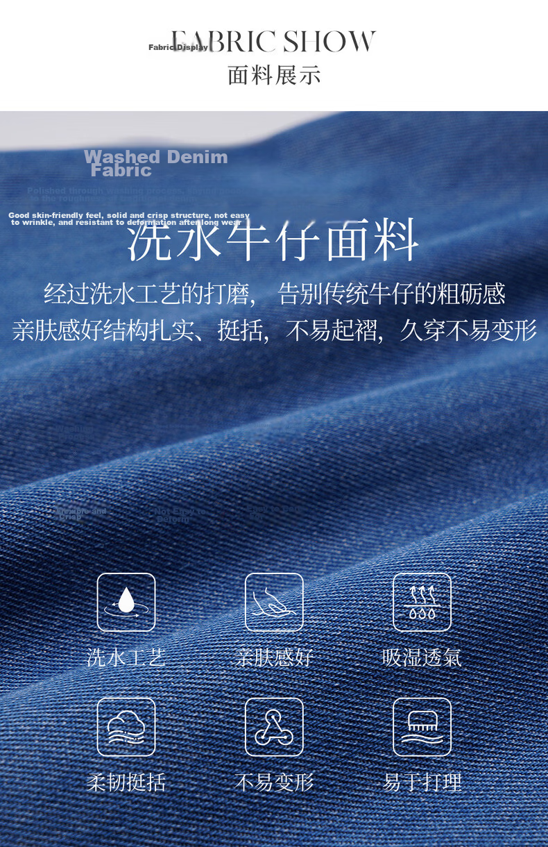 Olrain Eurielle Summer New French Vintage Denim Waist-Slimming Versatile Casual Dress Denim Blue M 12
