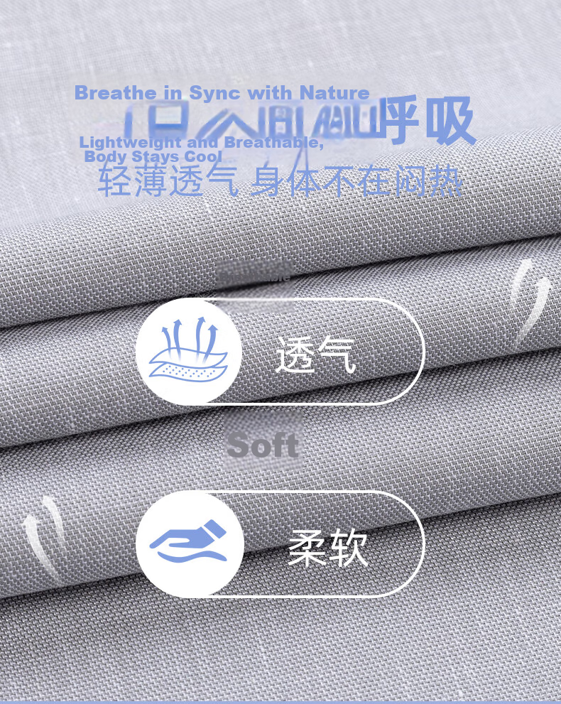 FIRS Linen & Tencel Men's Long Sleeve Shirt Breathable Easy Care Cotton Linen Stand Collar Shirt Gray 40 2