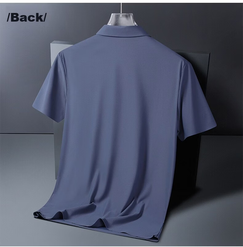 Romon 2026 Summer New Dad Short Sleeve T-Shirt Men's Ice Silk Polo Shirt Haze Blue M 9