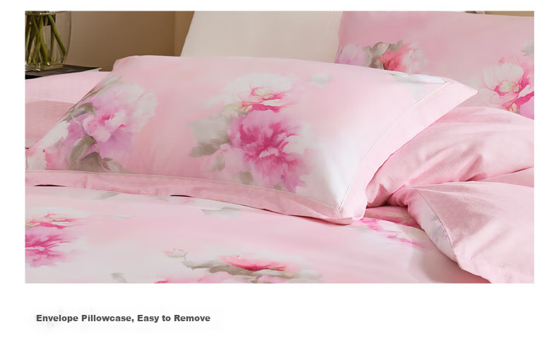 FUANNA Bedding Set 4-Piece A-Class 60S Long-Staple Cotton 100% Pure Cotton Brushed Warmth Single/Double Bed Sheet and Duvet Cover 203x229cm Huameixu Pattern 16
