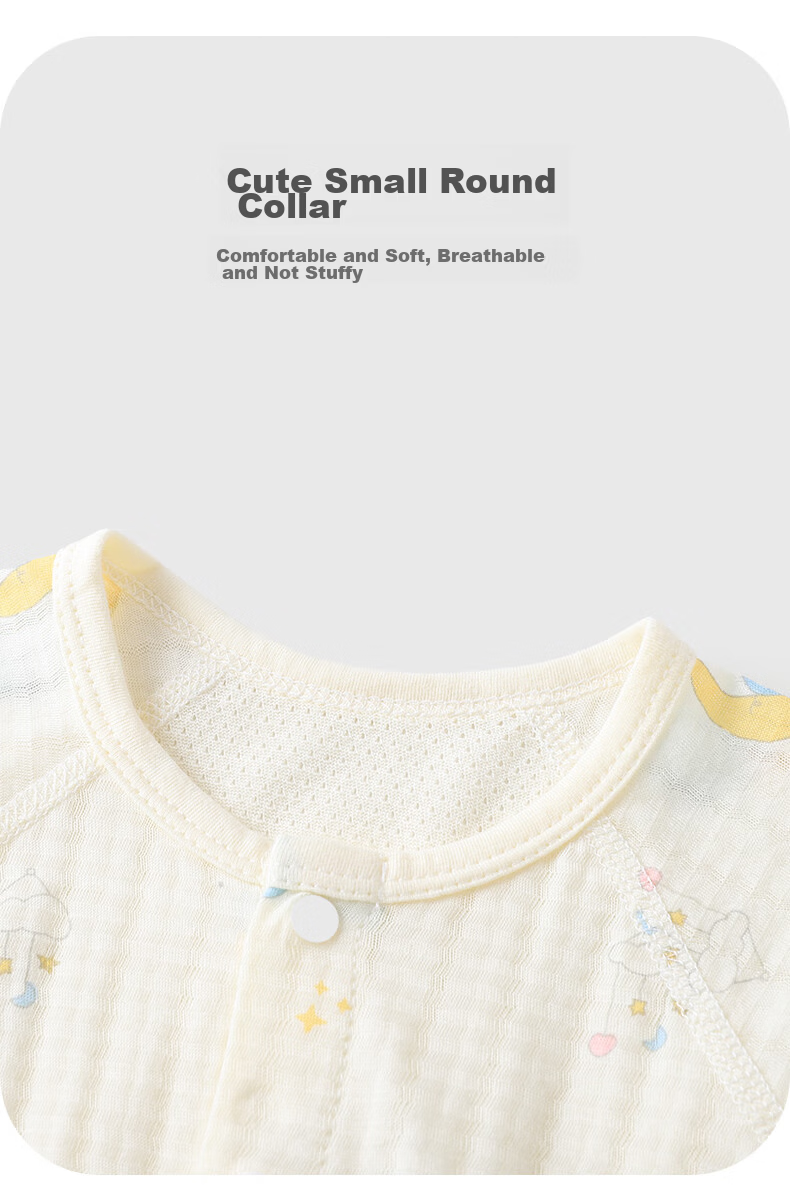 Youqi Baby Feather Cotton Short Sleeve Romper Summer Thin Mesh Back Unisex Infant Onesie Newborn Crawling Pajamas 6