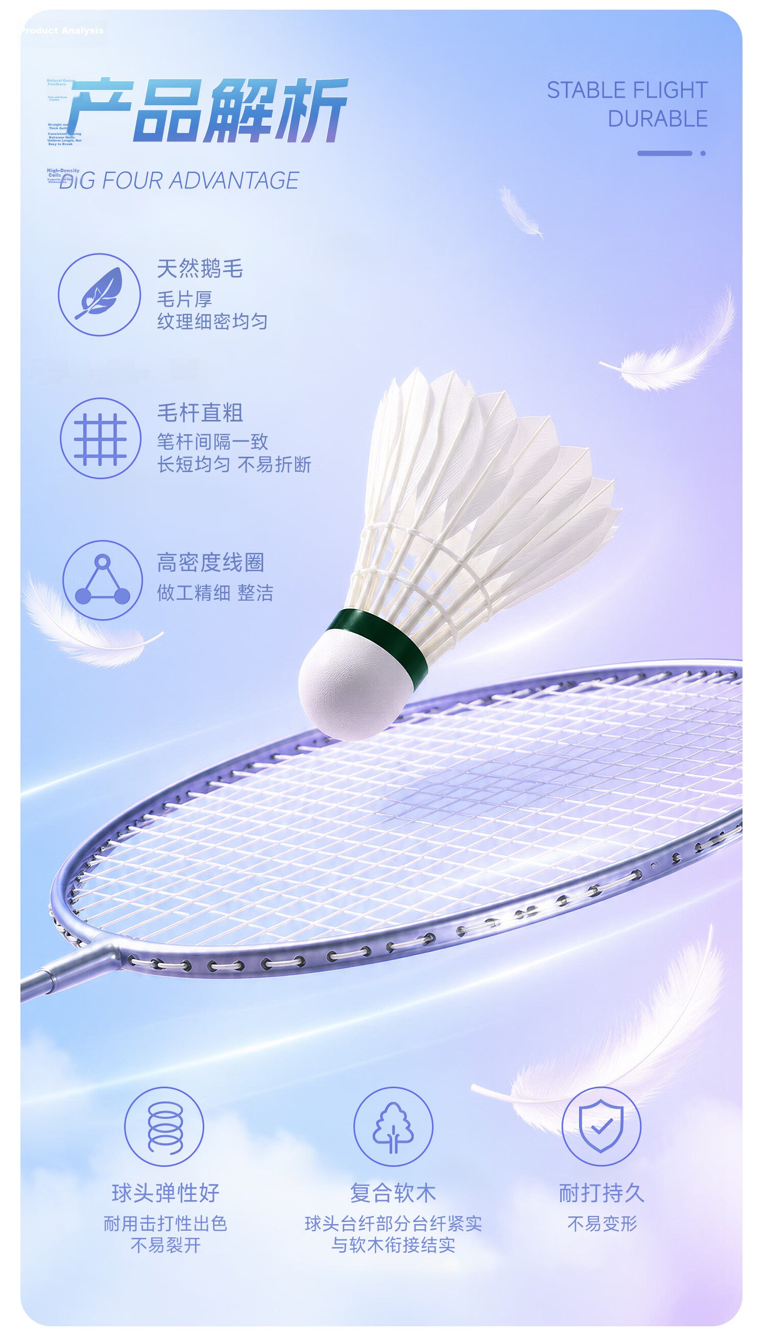 KAWASAKI Badminton Feather Shuttlecocks 12-Pack Durable Stable Aurora Shuttlecock 2