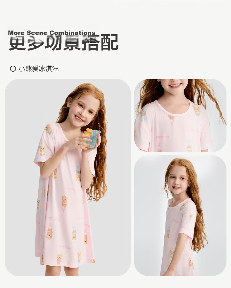 AIMER KIDS Girls' Modal Short Sleeve Cooling Sleep Dress Summer Pajamas Eat a Big Watermelon 150 15