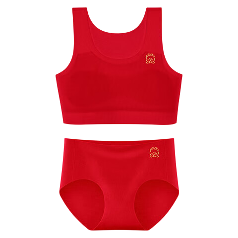 Mei Ya Ting 2-Piece Set New Year Girls' Elementary School Developmental Year of the Horse Red Vest Underwear Children's Girls Bra XL