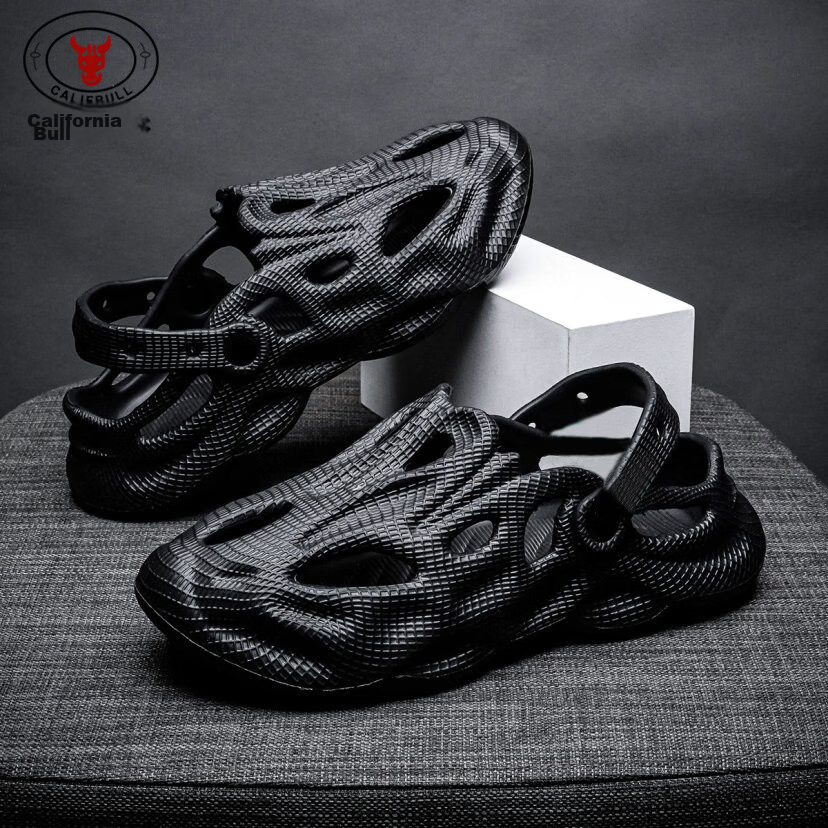 Cal Bull Men's Premium Spring Summer Outdoor Breathable Sandal Beach Sports Closed-Toe Clogs Black Size 39