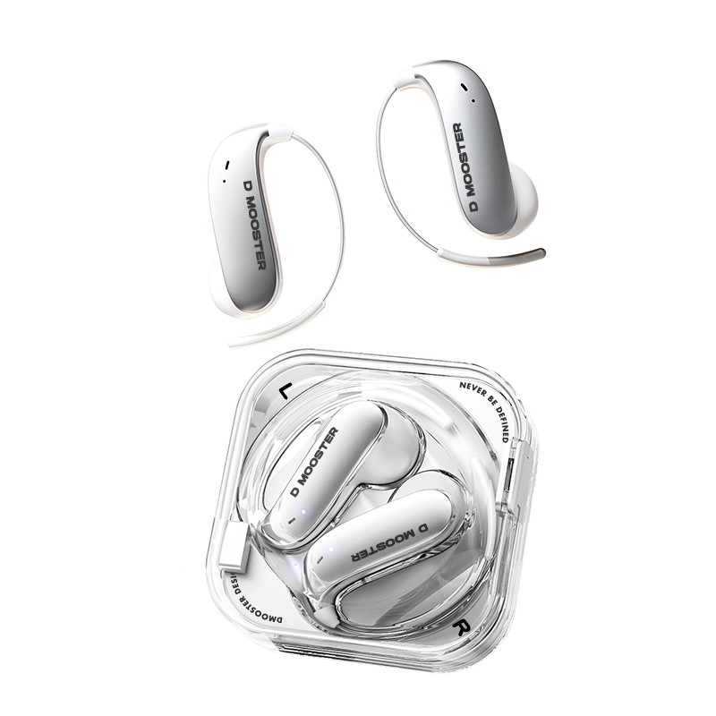 Elephant Trunk [2026 Latest AI Translation] Modou Invisible Wear Monster Clip-On Bluetooth Earphones In-Ear Noise Cancelling Call Compatible with Apple Android D78 White