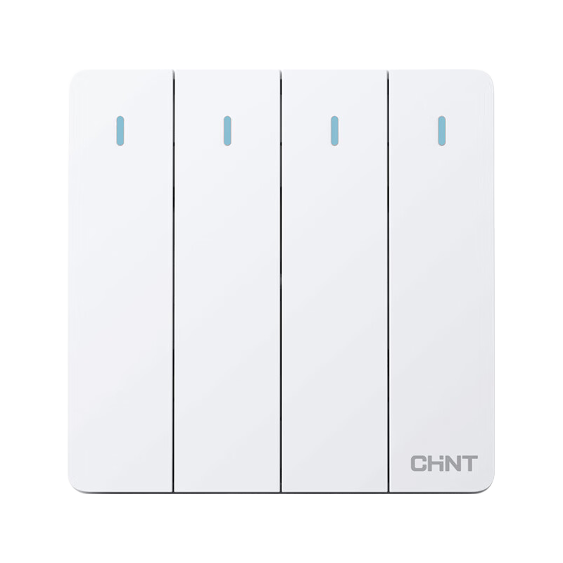 CHNT Switch Socket, Four-Gang Single-Control Switch, 86-Type Concealed Socket Panel, 6C Cream White