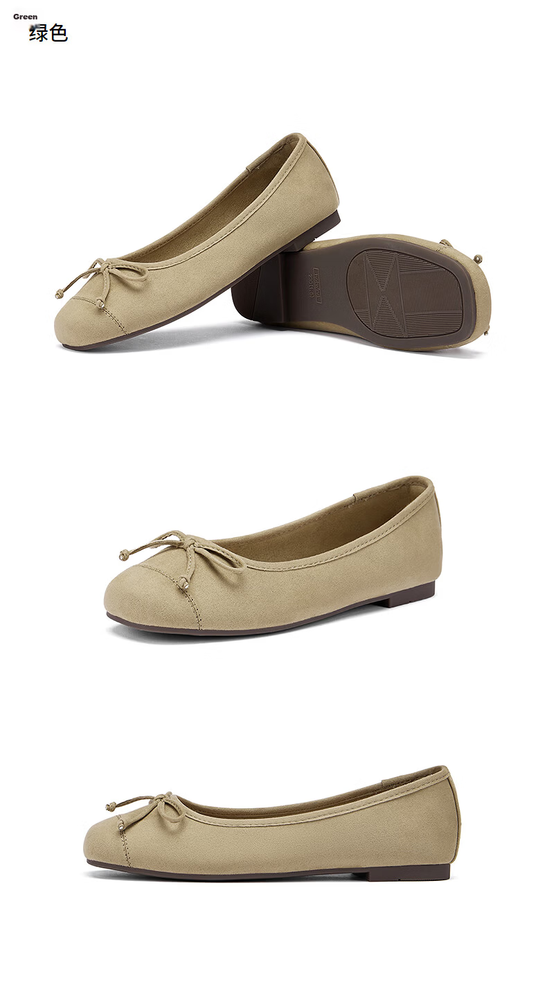 Hotwind Women's Flat Shallow Mouth Square Toe Bow Casual Solid Color Versatile Shoes Spring Autumn New Model 11