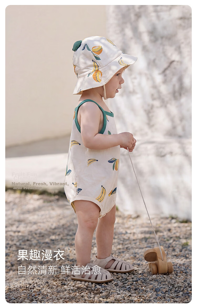 Babylove Baby Sleeveless Romper Summer Thin Cotton Bodysuit Toddler Triangle Jumpsuit Fruit Light Summer 7