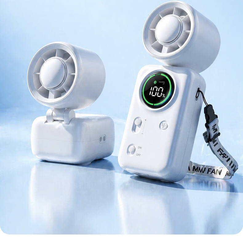 CHIGO Heavy-Duty New Handheld Mini USB High-Speed Cooling Rechargeable Fan Long Battery Life Portable Neck Hanging Silent Student Outdoor Cooler 10