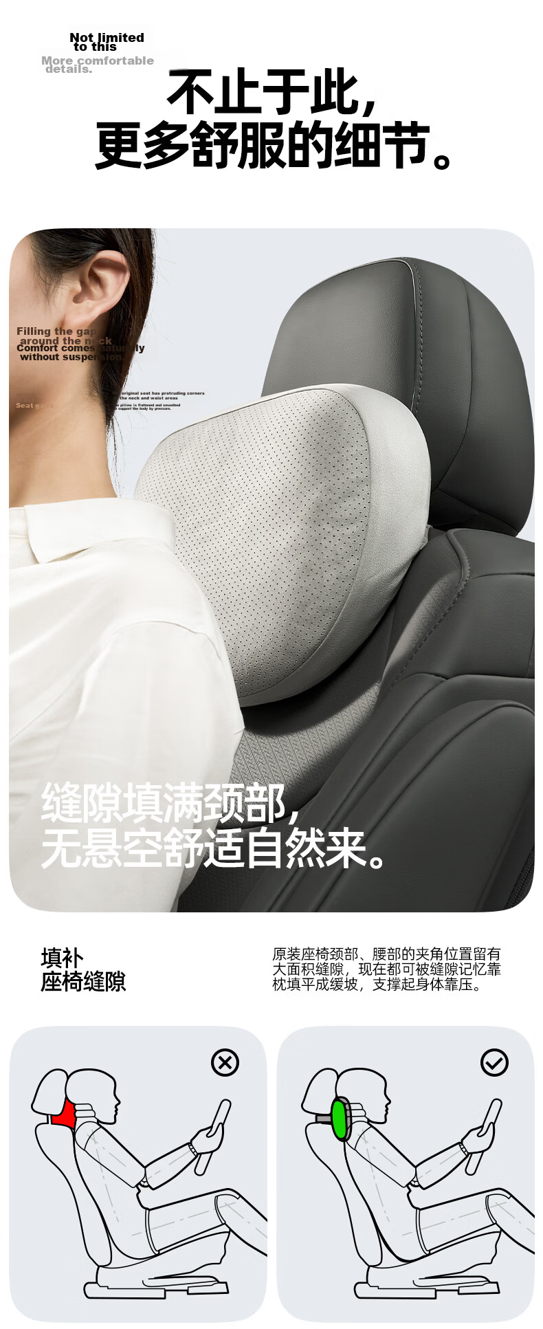 CICIDO Car Headrest, Maybach Headrest, Lumbar Support, High-End Neck Pillow, Vehicle-Mounted Pillow, Suitable for Tesla And Xiaomi, Universal Model 8