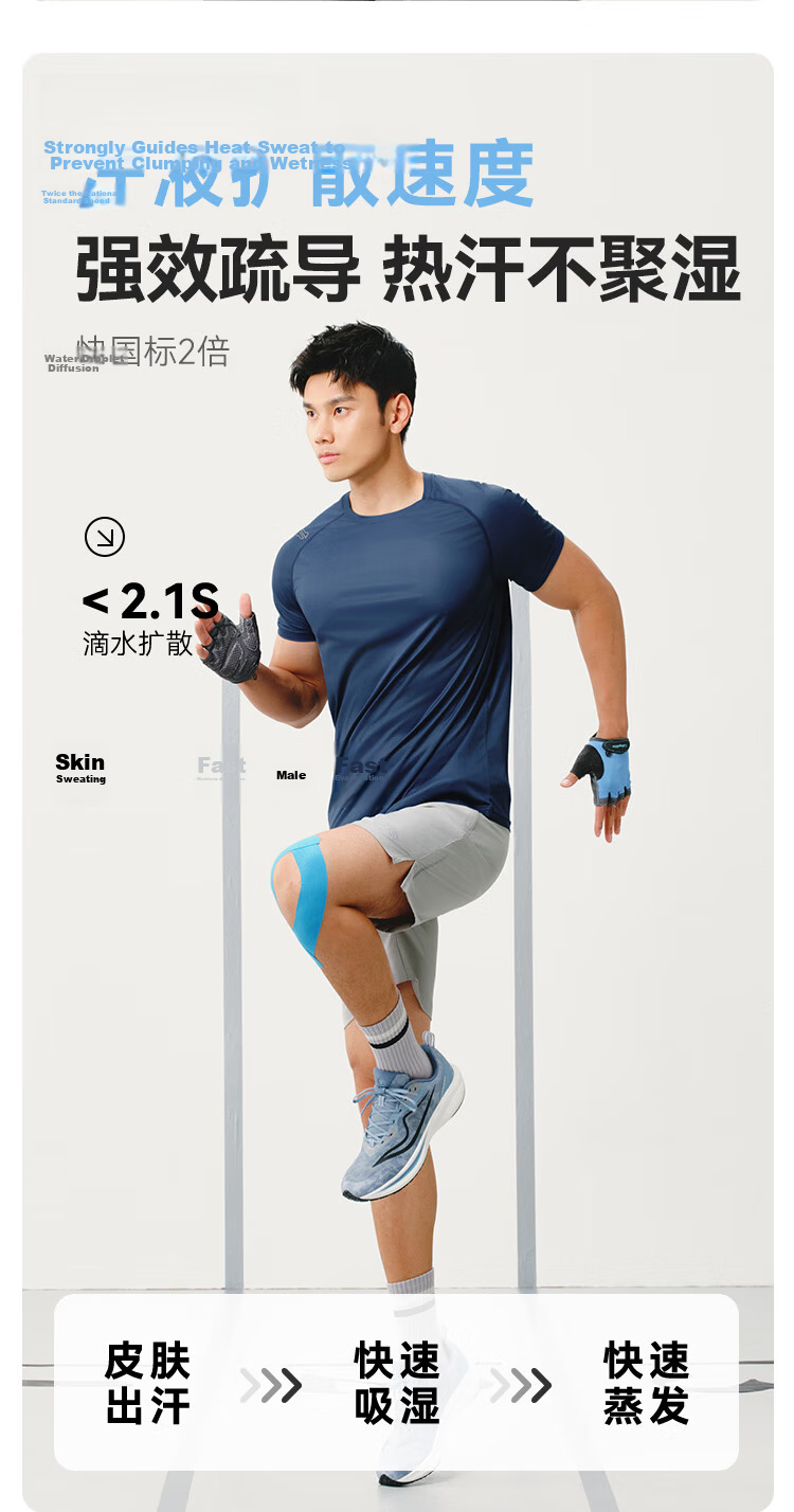 JD Jingzao 100 Ultra-Light Quick-Dry Men's Running Short Sleeve T-Shirt Set Lightweight 3-Pack White Black Denim Blue L 6