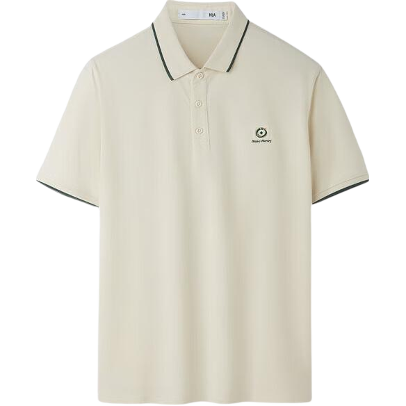 HLA Short-Sleeve Polo Shirt for Men, Contrasting Color Cool-Feeling Large Size Lapel Short Sleeve for Summer
