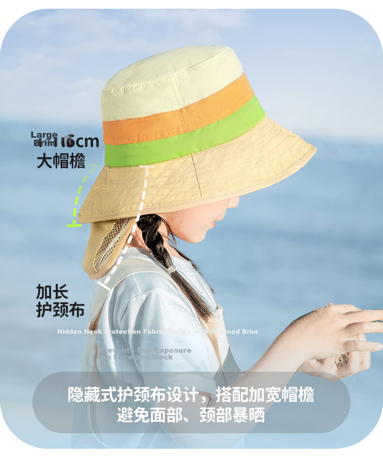 SHUKIKU Kids Sun Protection Hat UV Adjustable Breathable Bucket Hat Yellow Blue Elephant Size M 14