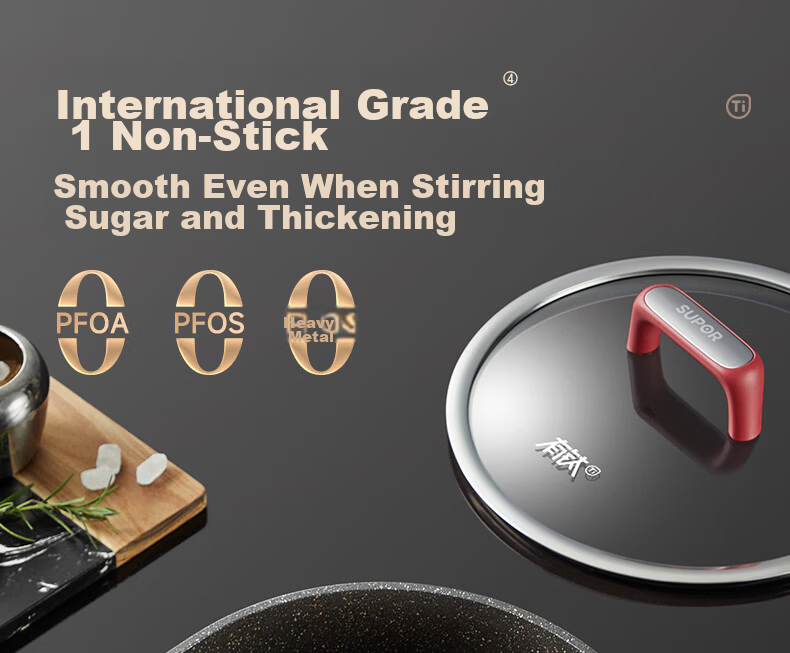 SUPOR Titanium Non-Stick Healthy Frying Pan, Flat Bottom Pan, 26cm, Compatible with Induction And Gas Stoves, Easy to Clean, Low Smoke 10