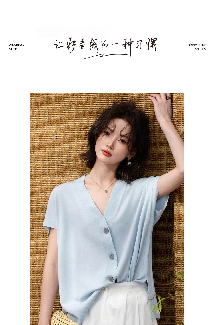 Demana [Cotton Acetate Fiber Blend] Spring Minimalist V-Neck Sleeve Cardigan Loose Slim Fit Stretch Women's Knitwear 10