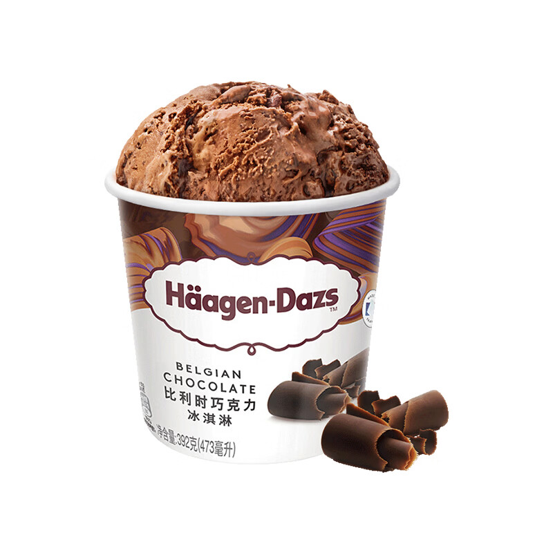 哈根达斯（Haagen-Dazs）比利时巧克力口味大桶冰淇淋473ml 家庭装 雪糕