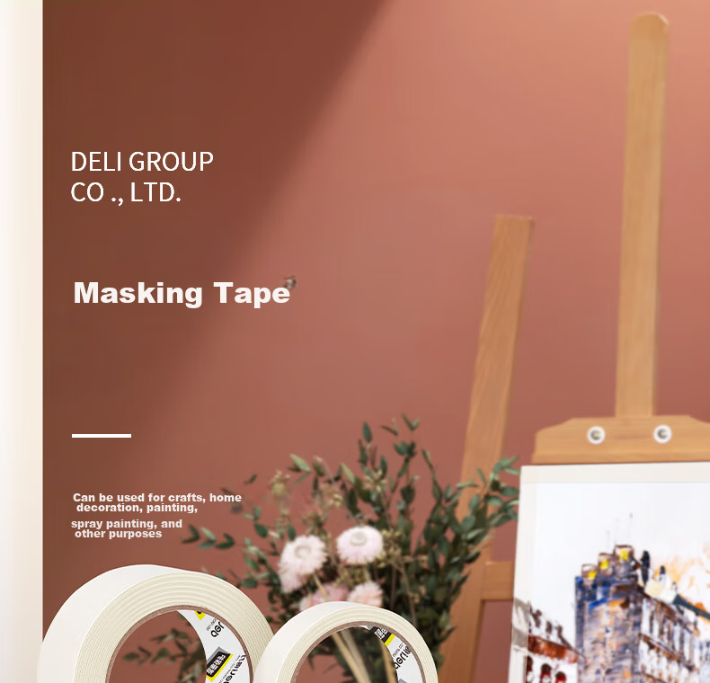 Deli Masking Tape 20mm x 20y x 145μm Art Craft Color Separation Renovation Protective Film Paint Brush Protection Non-marking Study Supplies 6 Rolls 30667 1