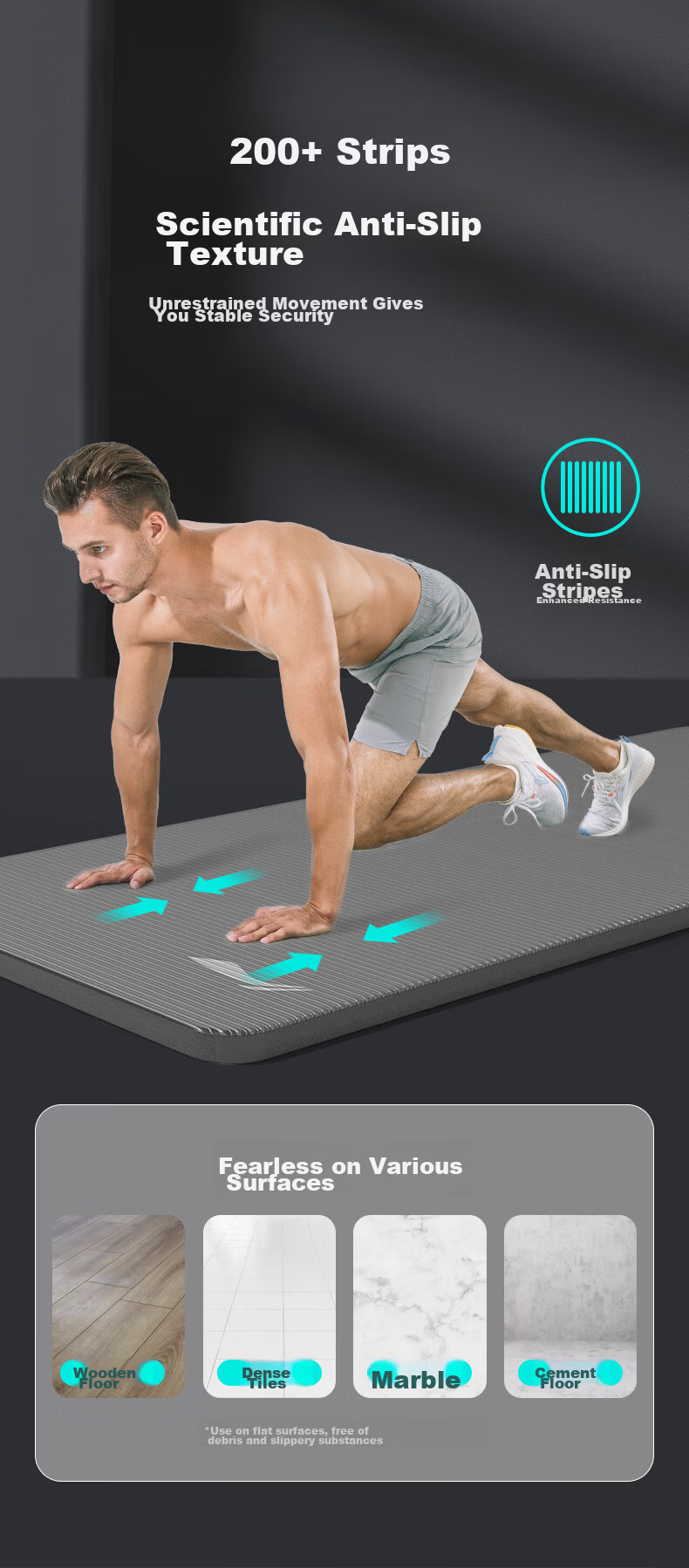 LI-NING Yoga Mat Thickened Non-Slip Shockproof Soundproof Fitness Mat for Men and Women Gray 6