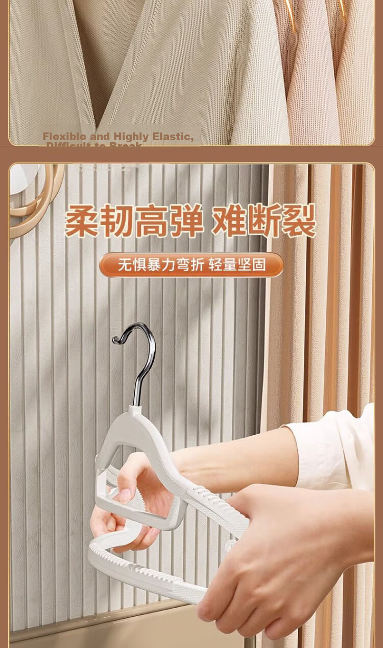 Jialifang Home Non-Marking Non-Slip Clothes Hangers Anti-Shoulder Deformation White [20 Pieces] 4