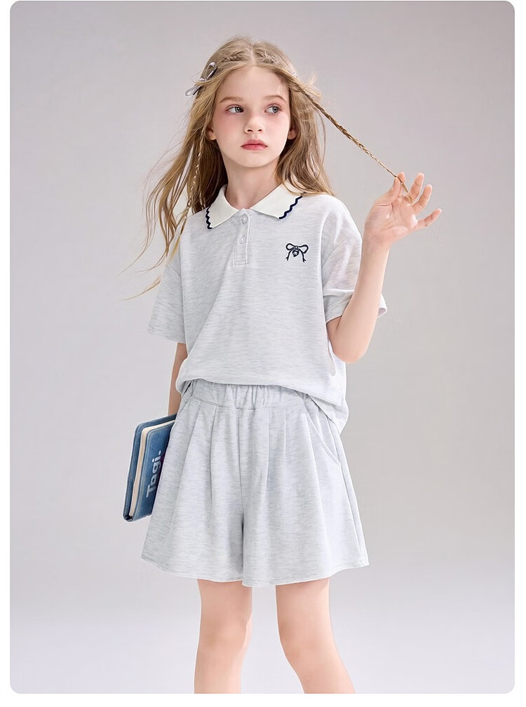 ASK JUNIOR Kids Summer Textured Sleeveless Vest Top and Girls Wide-Leg Shorts Two-Piece Set 29