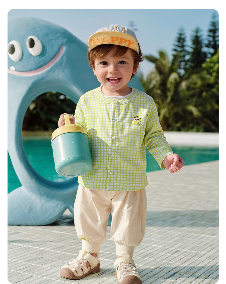 Balabala Kids Baby Long Sleeve Shirt Infant Shirt Boys Girls 2026 New Summer Thin Plaid Stylish Shirt 27