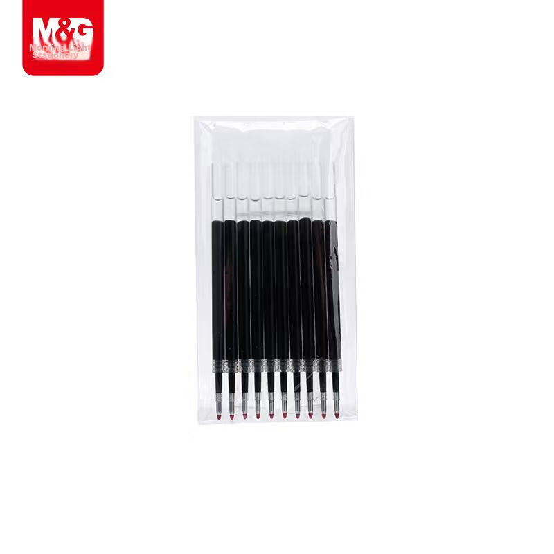 M&G 0.5mm Retractable Gel Pen Refills Black 10pcs Quick-Dry Bullet Tip Office Student Signature Pen Ink Refill 1008/K35/S01/S08 1
