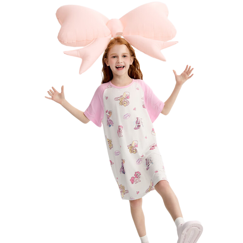 AIMER KIDS Girls' Modal Short Sleeve Cooling Sleep Dress Summer Pajamas Eat a Big Watermelon 150