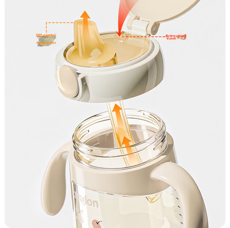 Zaxion Little Elephant Training Cup Duckbill Spout Rock Gray Green PPSU Training Cup Anti-Choke Baby Cup Straw Cup for Children 6 Months+ 12
