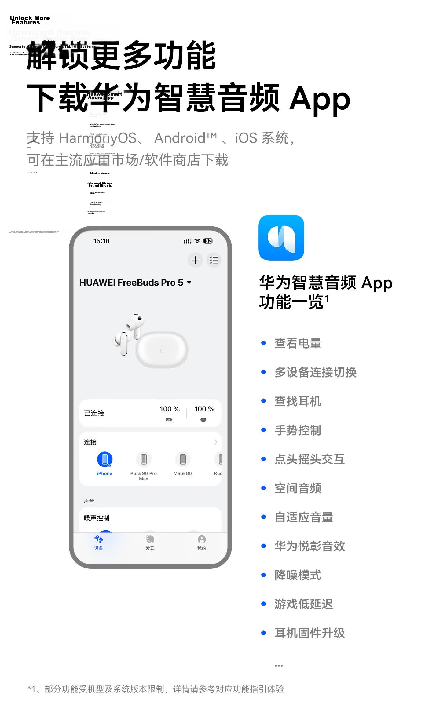 Huawei FreeBuds Pro 5 Yuezhang Wireless Bluetooth Noise-Cancelling Earphones Master Quality Sound Dual-Engine Ultimate Noise Cancellation AI Smart Ear Assistant Sky Blue 4