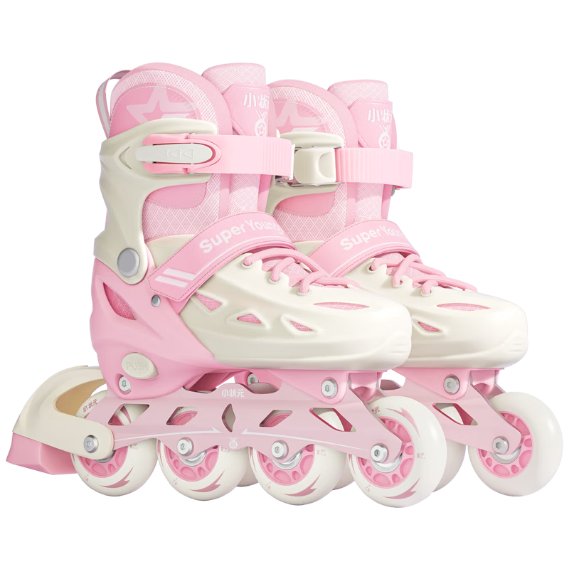Little Champion Kids Roller Skates 6-12 Years Old Adjustable Flashing Skates Pink S 2026 New Upgrade Birthday Gift