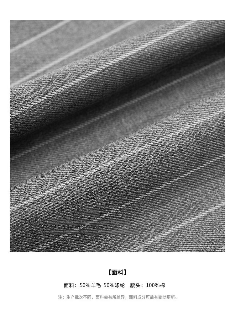 ANN ANDELMAN Official Straight-Leg Elastic Waist Spliced Striped Casual Trousers Gray M Celebrity Style 12
