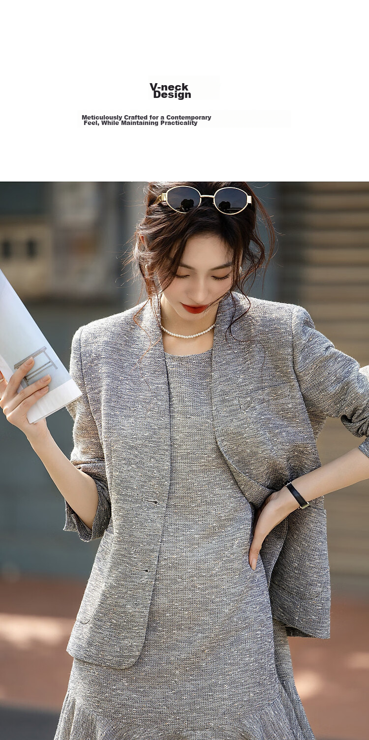 Demana [Smart Urban] Autumn Chic V-Neck Two-Button Patch Pocket Slim Fit Blazer for Women High-End Style 7