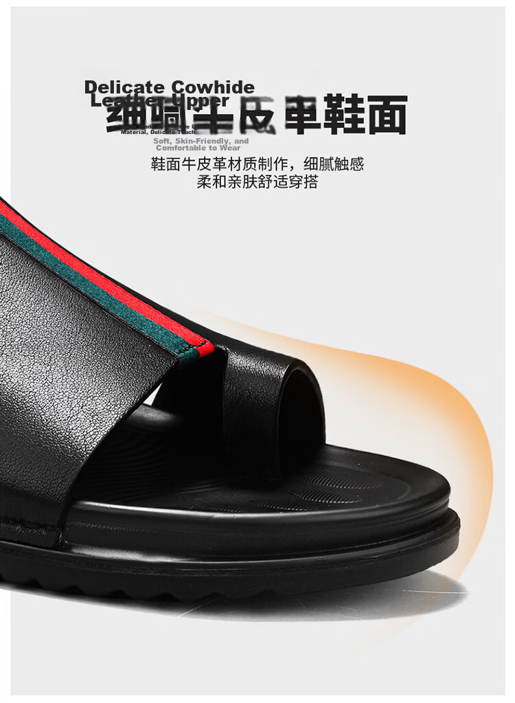 Bull Family Men's Summer Sandals New Beach Shoes Genuine Leather Dual-Purpose Slippers for Middle-Aged and Elderly Fathers 10