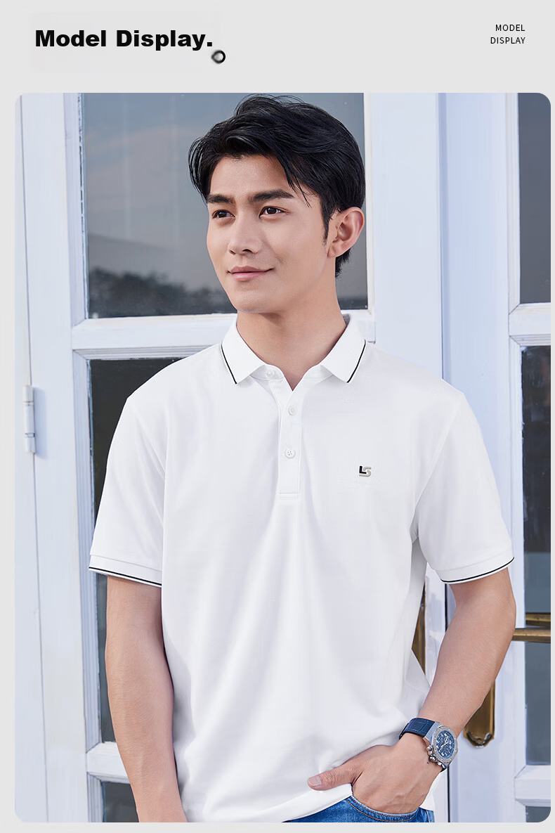 Laxton Men's Short Sleeve Summer Polo Shirt Antibacterial Moisture-Wicking Breathable Cooling Anti-Curling Navy Blue S 12