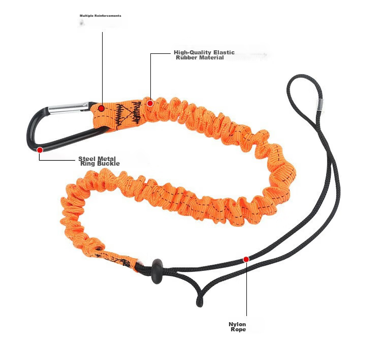 Baige Anti-Fall Safety Rope High-Altitude Work Fall Protection Elastic Retractable Rope Orange CW677166 5