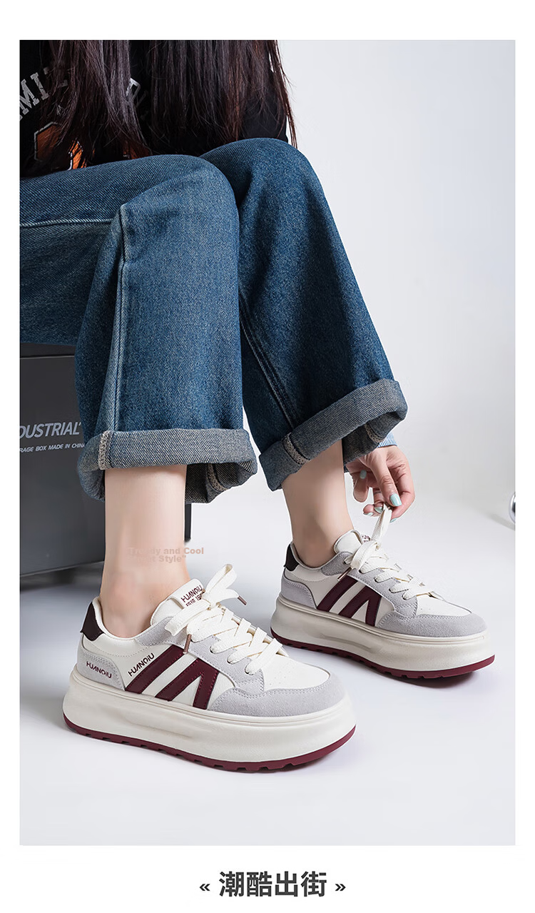 Global Hot Sale 2026 Spring INS Trendy White Sneakers for Women Versatile Student Campus Style Fashion Thick Sole Height Increasing Casual Skate Shoes 18