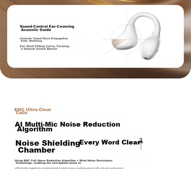 SANSUI 2026 New W133 Bluetooth Clip-On Bone Conduction Open-Ear Wireless Sports Running Gaming Noise-Cancelling Earphones for Apple - Snow White 21