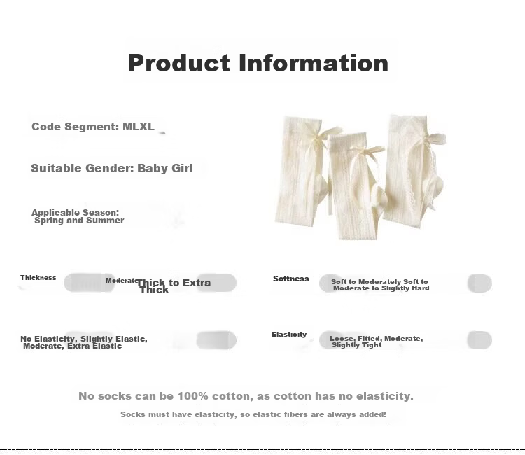 Yuzhaolin 3 Pairs Girls' Long Tube Socks Summer Thin Children's Socks Bowknot Princess Calf Socks Mid-Tube Ruffled Socks for Girls 2
