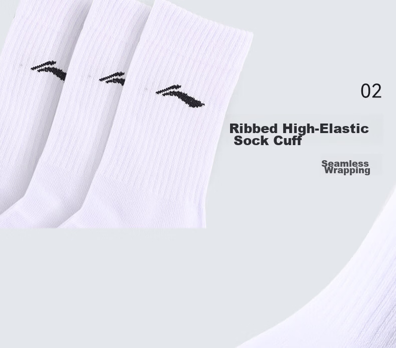LI-NING Men's Sports Socks (6 Pairs) Basketball Running Badminton Odor-Resistant Mid-Calf Cotton Socks for Women 11