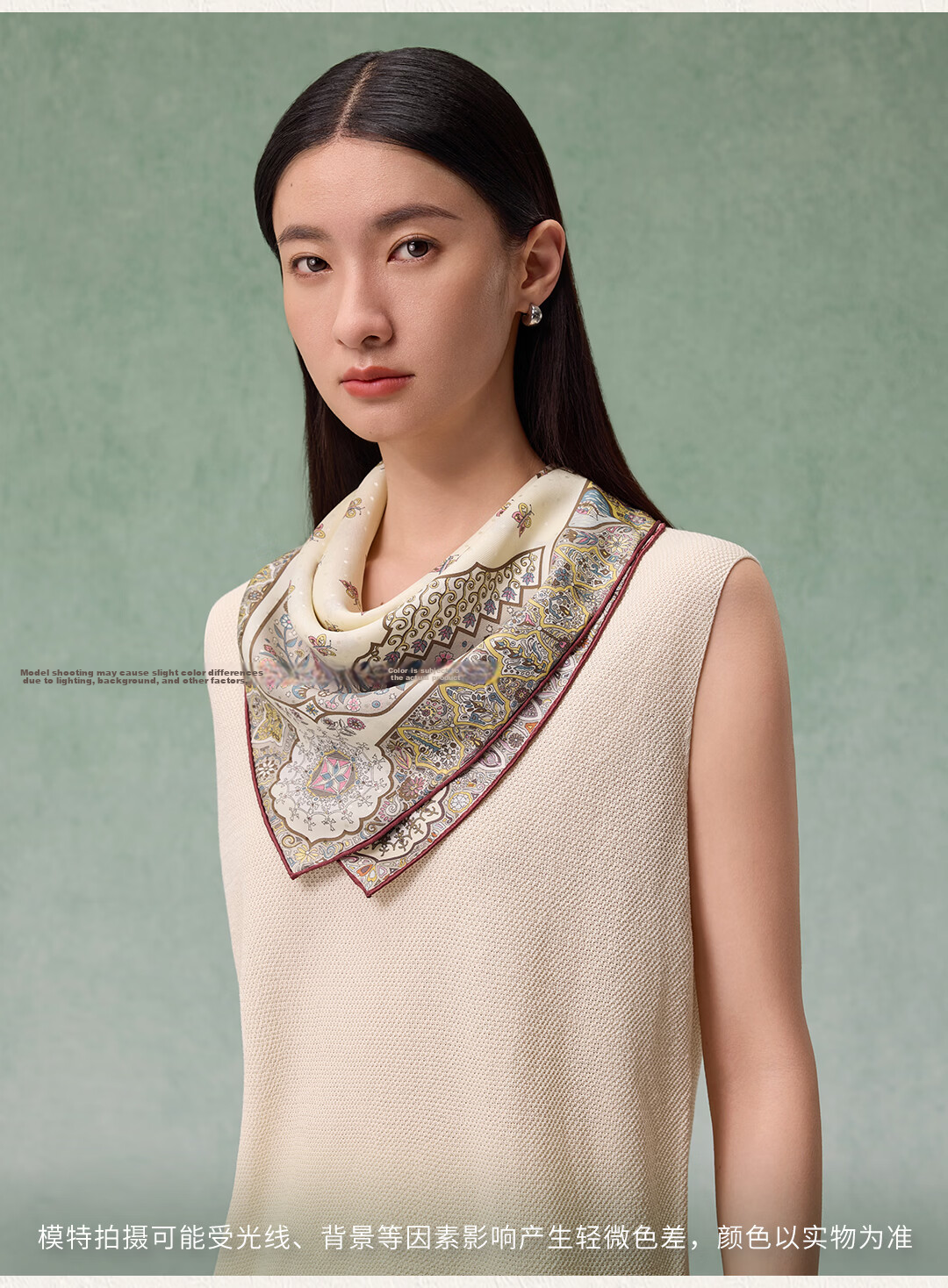 Shanghai Story [Counter Same Style] 100% Mulberry Silk Twill Double-Sided Printed Small Square Scarf Gift for Mom and Girlfriend 12