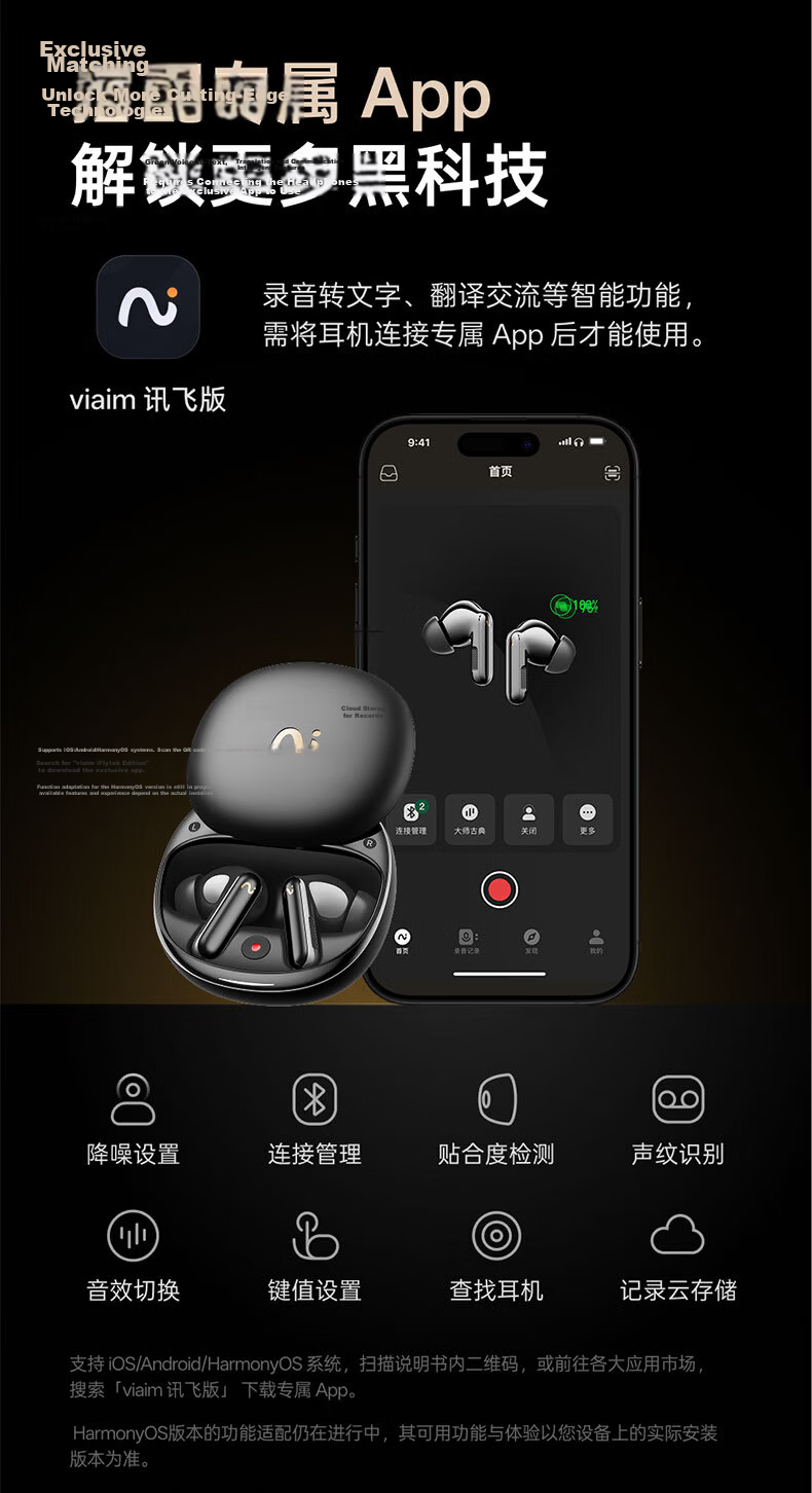 IFLYTEK AI Conference Headphones Pro3, Smart Noise-Cancelling Bluetooth Wireless Earphones, Translation Device for Overseas Travel, Compatible with Apple And Huawei, Office Gift Box 22