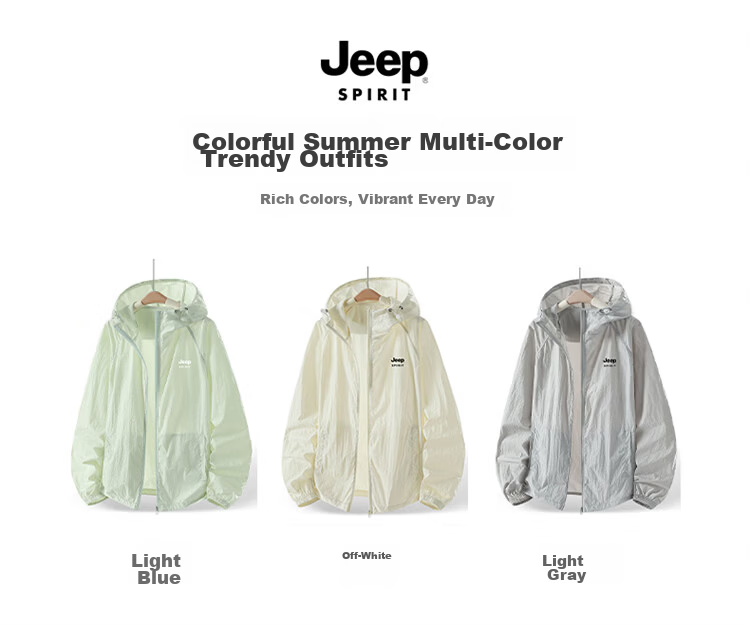 JEEP SPIRIT Unisex Sun Protection Jacket UV Resistant Ice Silk Quick-Dry Breathable Lightweight Outdoor Premium Skin Jacket 8